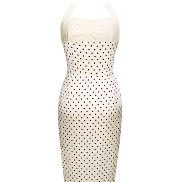 1960s Ivory Polka Dot Halter Dress - Picture 5 of 5